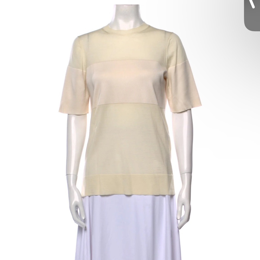 Celine wool silk panel cream t-shirt: size M